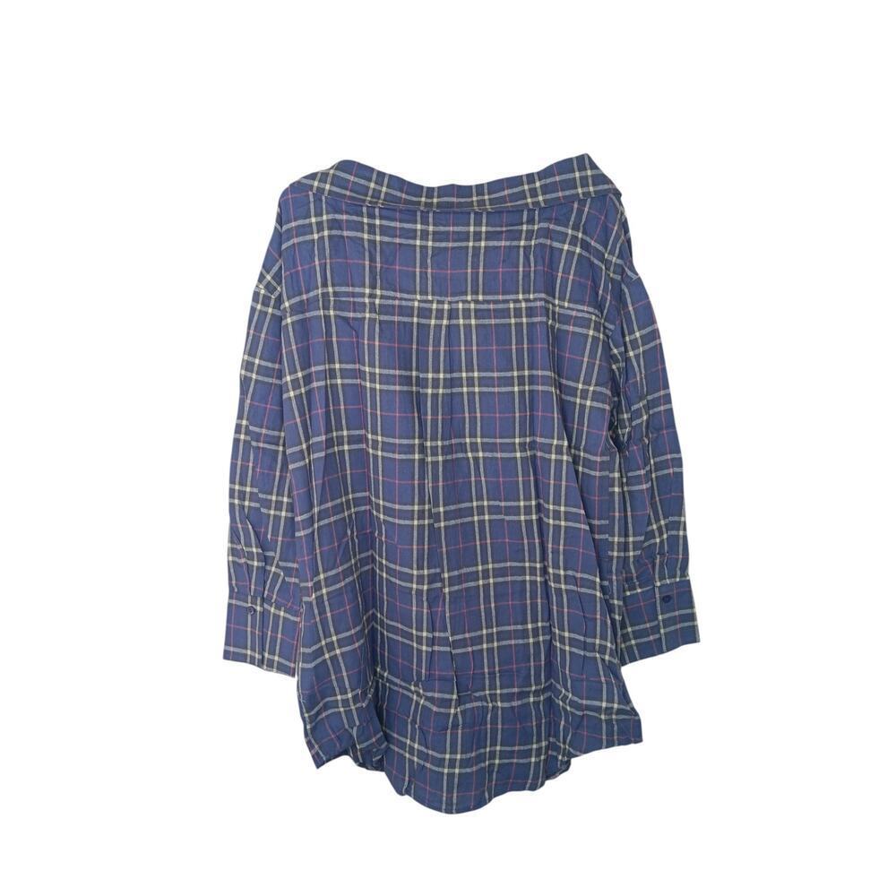New Easel Los Angeles Oversized Off Shoulder Plaid Shirt Dress Cotton SZ M - Picture 11 of 16